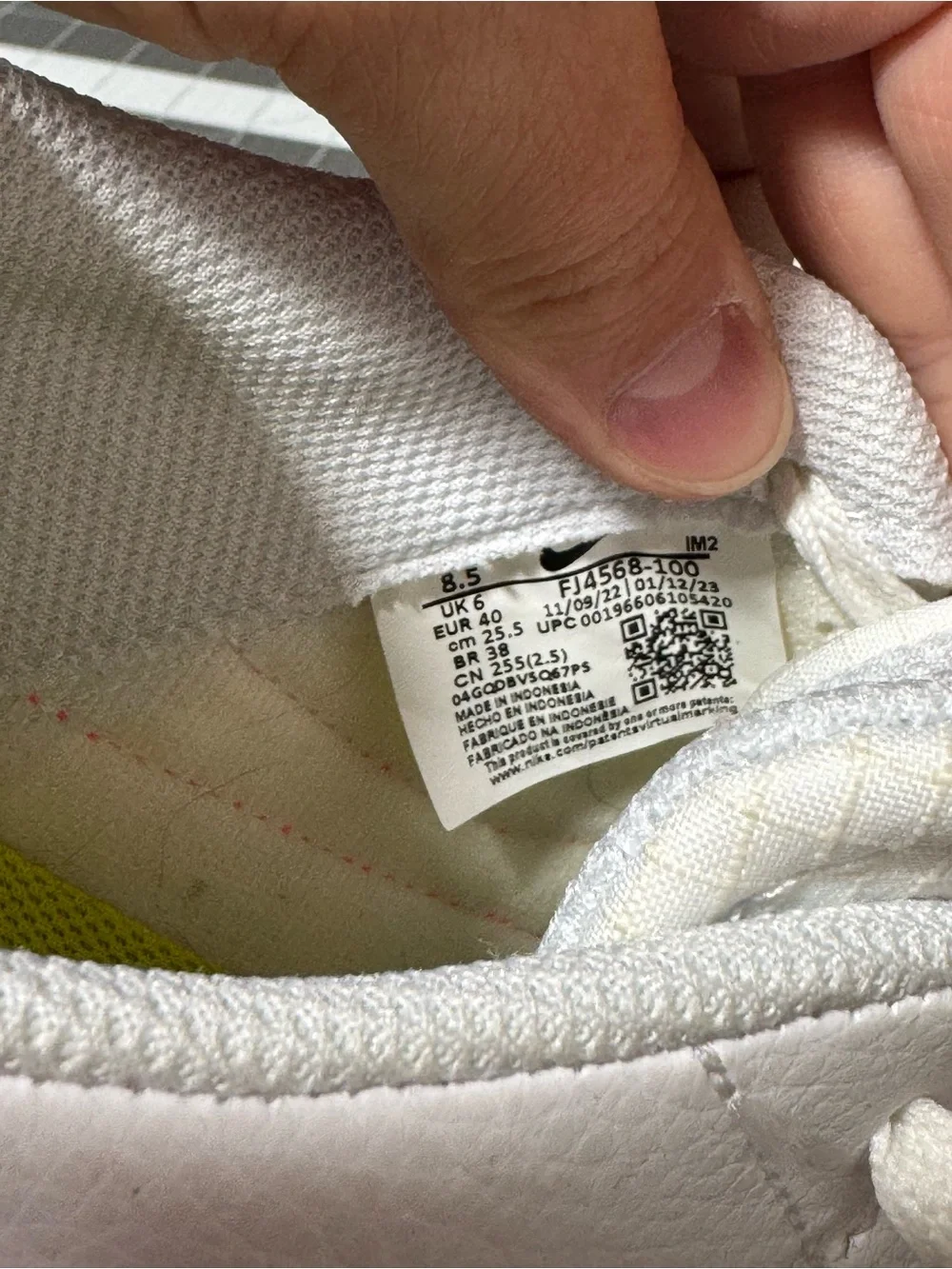 Nike Women's White Leather Low-Top Sneakers with Pink and Lime Accents